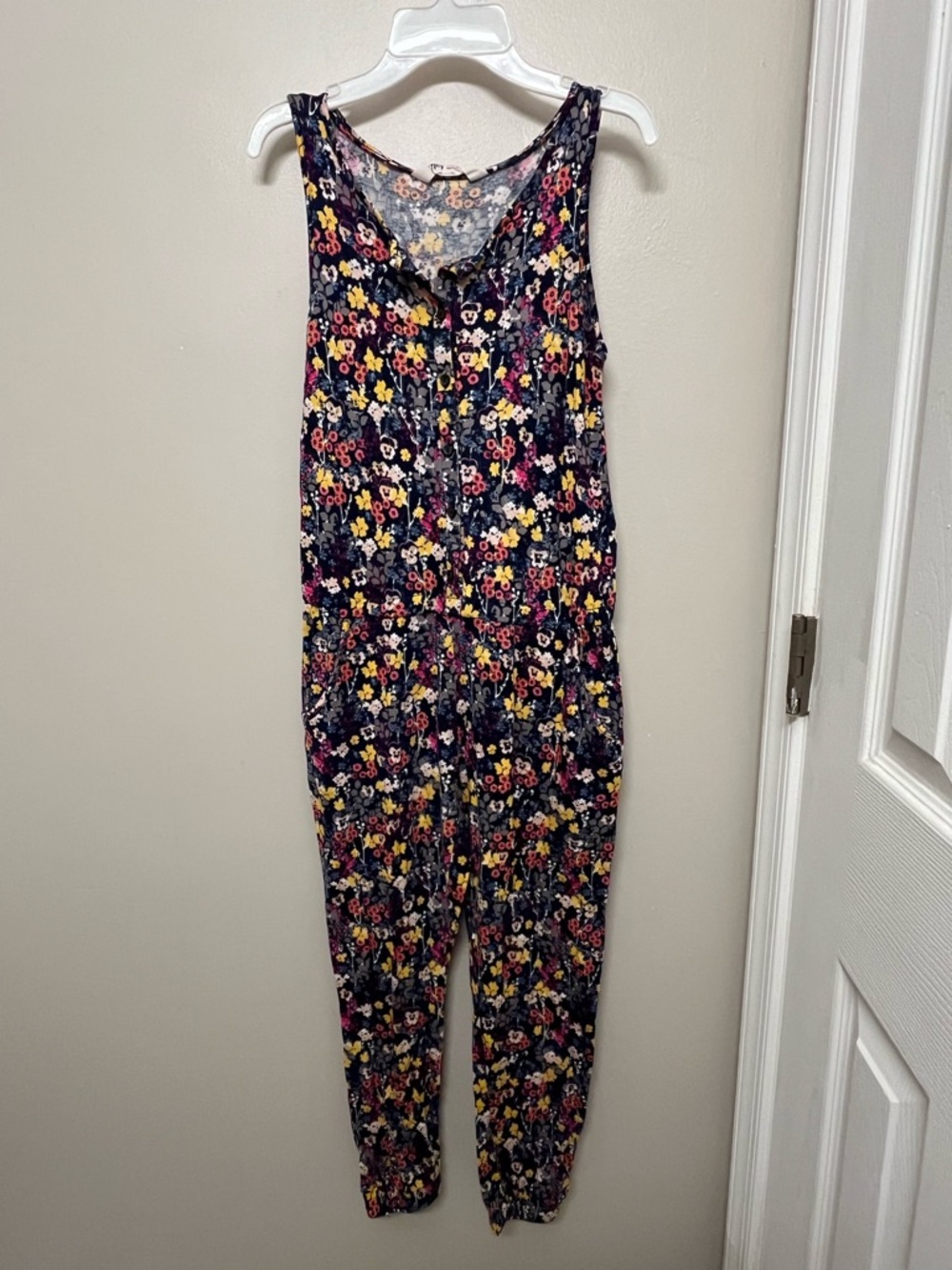 H&M Navy Floral Sleeveless Jumpsuit
